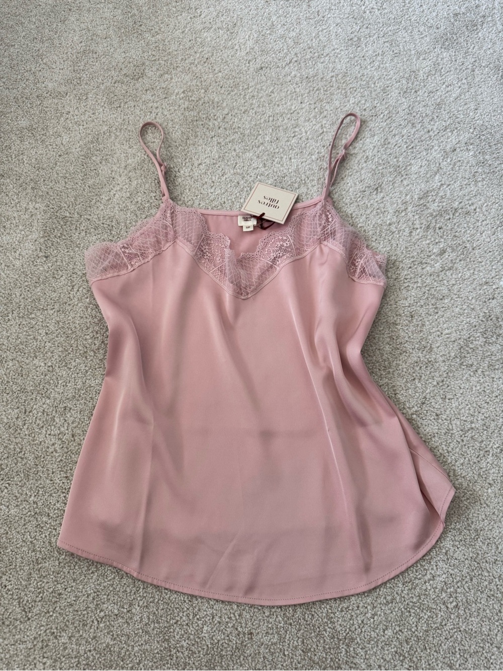 Dusty Pink Lace-Trim Slip Tank Top - Elegant Everyday Cami NWT size Small
